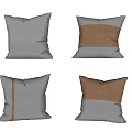 Modern Gray Brown Accent Pillows With Patchwork Texture And Soft Fabric 3d model