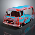 Rusty Blue And Red Vintage Truck With Open Bed Retro Design