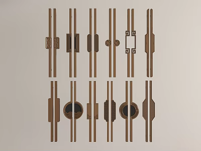 Various Modern Wooden Cabinet Handles In Different Decorative Styles For Home Furniture 3d model