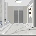 Modern Bright Interior Space With White Columns Three Paintings And White Sofas On Marble Floor