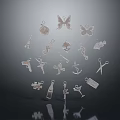 Silver Fashion Accessories With Various Shapes Including Butterflies Keys Anchors And Reflections