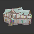Traditional Detached Villa With Gabled Roof Wooden Frame Stone Walls Porch And Reflection