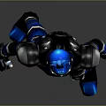 Futuristic Robot With Blue And Black Armor Mechanical Design Weapon And Standing Pose