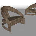Modern Wooden Leisure Chair With Curved Frame And Padded Seat Design