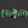 Rock Golem Creature With Rocky Body Green Glowing Crystals On Arms And Chest
