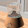Decorative Light Modern Glass Enclosure with Colorful LED Lighting and Wooden Base