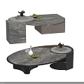Elegant Modern Marble Coffee Table With Unique Design And Decorative Fruits 3d model