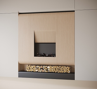 Modern fireplace background wall 3d model