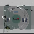 Live Stream Room with CONVERSE LI-NING Clothes Display Cloud Decorations and Camera Setup