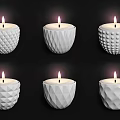 White Lit Candle Lamps With Various Textured Designs For Modern Home Decor