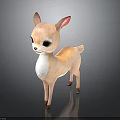 Cute Cartoon Style Fawn With Light Brown Fur And White Belly Standing On Gray Background