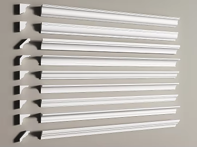 Variety Of White Gypsum Cornices For Decoration 3d model