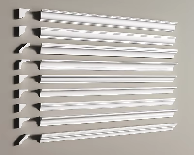 Variety Of White Gypsum Cornices For Decoration 3d model