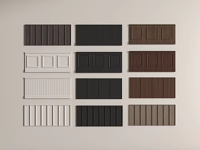 Different Styles And Colors Of Wooden Wall Paneling For Home Interior Decor 3d model