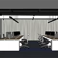 Modern Public Office Area With Desks Computers Office Chairs And Large Windows