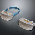 Modern Protective Goggles With Blue Strap Orange Stripes And Reflective Surface