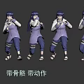 Game And Movie Character In Purple Outfit Long Black Hair Forehead Protector Multiple Poses