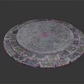 Circular Stone Disk With Intricate Rune Patterns And Surrounding Stone Slabs 3d model