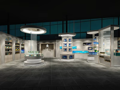 Modern Retail Store Interior With Display Cases Lighting And Product Displays 3d model