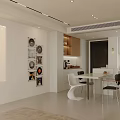 Open Modern Living Dining Room Interior With Sofa Coffee Table Projection Screen And Floor Lamp