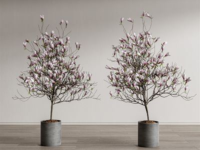 Modern potted peach blossom plant potted plant model