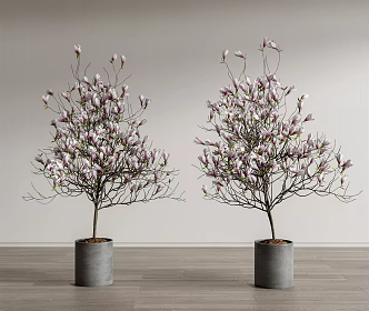 Modern potted peach blossom plant potted plant 3d model