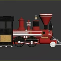 Red and Black Vintage Toy Steam Locomotive with Classic Retro Design Details