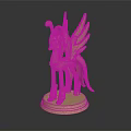Golden Winged Mythical Horse Sculpture With Intricate Carvings And Circular Reflective Base