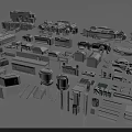Grey 3D Model Mechanical Parts With Various Shapes And Industrial Structures