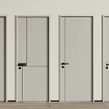 Modern Light Gray Swing Doors Featuring Sleek Design And Various Handles 3d model