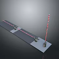 Vehicle Barrier System With Red And White Striped Arm On Road Lane