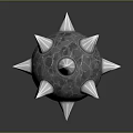 Decorative Ornament Set With Spiked Sphere Metallic Textured Surface And Silver Spikes