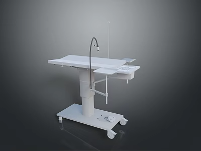 White Medical Cart With Adjustable Lamp Arm Storage Drawers And Wheels 3d model
