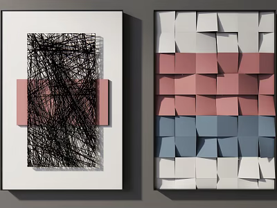Modern Abstract Wall Art With Geometric Patterns And Colorful Collage Design 3d model