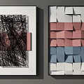 Modern Abstract Wall Art With Geometric Patterns And Colorful Collage Design 3d model