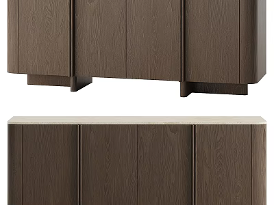 Modern Wooden Brown Dresser With Minimalist Design And Storage Cabinets 3d model