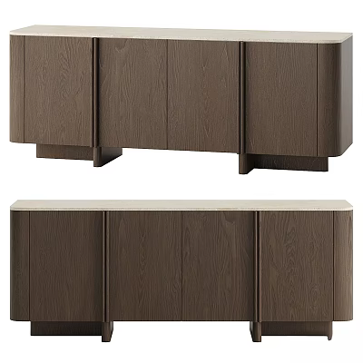 Modern Wooden Brown Dresser With Minimalist Design And Storage Cabinets 3d model