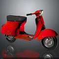 Red Vintage Scooter With Black Seat And Classic Retro Design Features