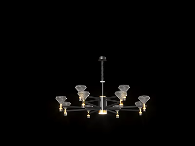 Modern Multi Arm Chandelier With Glass Shades And Metal Frame Design 3d model