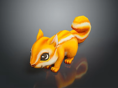 Cute Orange Yellow Squirrel 3D Model As Game Movie Character With Big Eyes 3d model