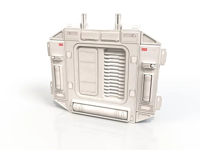 Silver Sci Fi Industrial Scene Component With Vent Control Panel And Protruding Structures 3d model