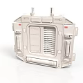 Silver Sci Fi Industrial Scene Component With Vent Control Panel And Protruding Structures