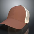Stylish Brown Trucker Hat With Mesh Back Panel On Dark Background 3d model