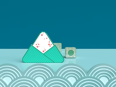 Commercial Equipment With Green Triangular Red Dots Small Blocks On Blue Wave Background 3d model