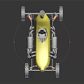 Creative Yellow Banana Shaped Car With Black Wheels And Gray Seat Structure