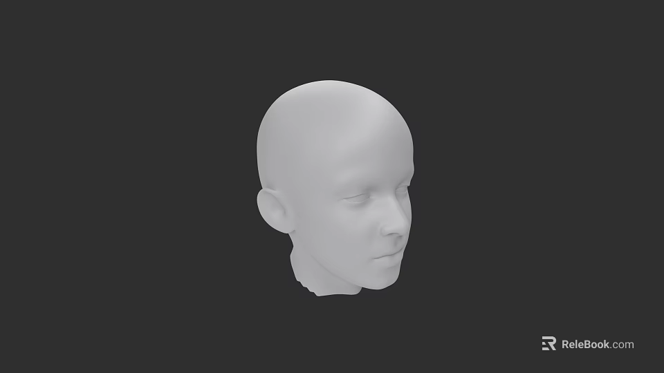 White Female Head Model on Black Background with Smooth Facial Features 3d model 