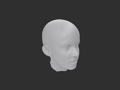 White Female Head Model on Black Background with Smooth Facial Features 3d model