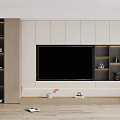 modern TV background cabinet cream TV cabinet 3d model