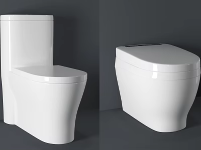 Modern White Toilet With Sleek Contemporary Design And Two Angle Views 3d model
