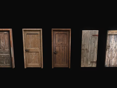 Vintage Wooden Swing Doors With Different Rustic Styles And Textures 3d model